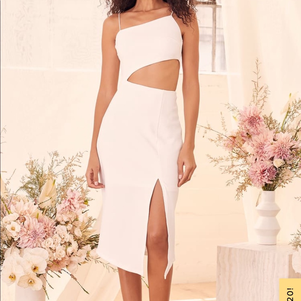 Lulus Olia white cutout midi dress